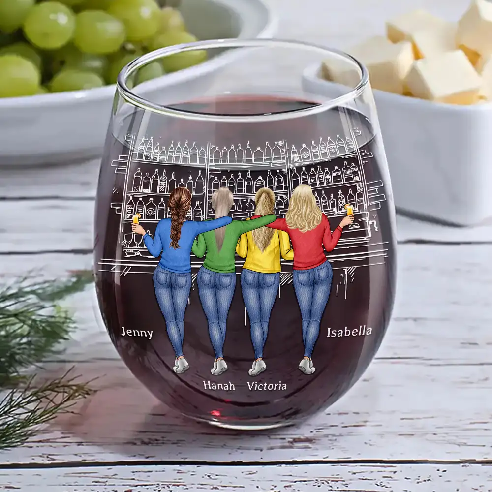 Wine Because Punching People Is Illegal - Personalized Stemless Wine Glass - Image 6