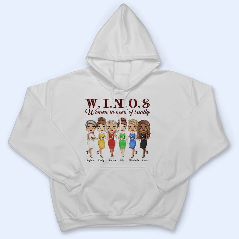 Winos Women In Need Of Sanity Wine - BFF Bestie Gift - Personalized Custom T Shirt - Image 4