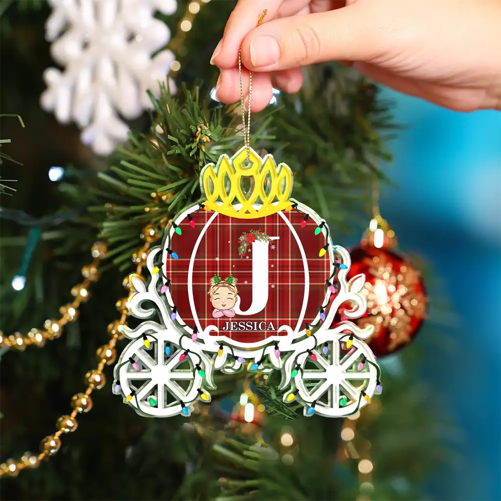 Winter Prince & Princess Carriage - Personalized Custom Shaped Acrylic Ornament - Image 4