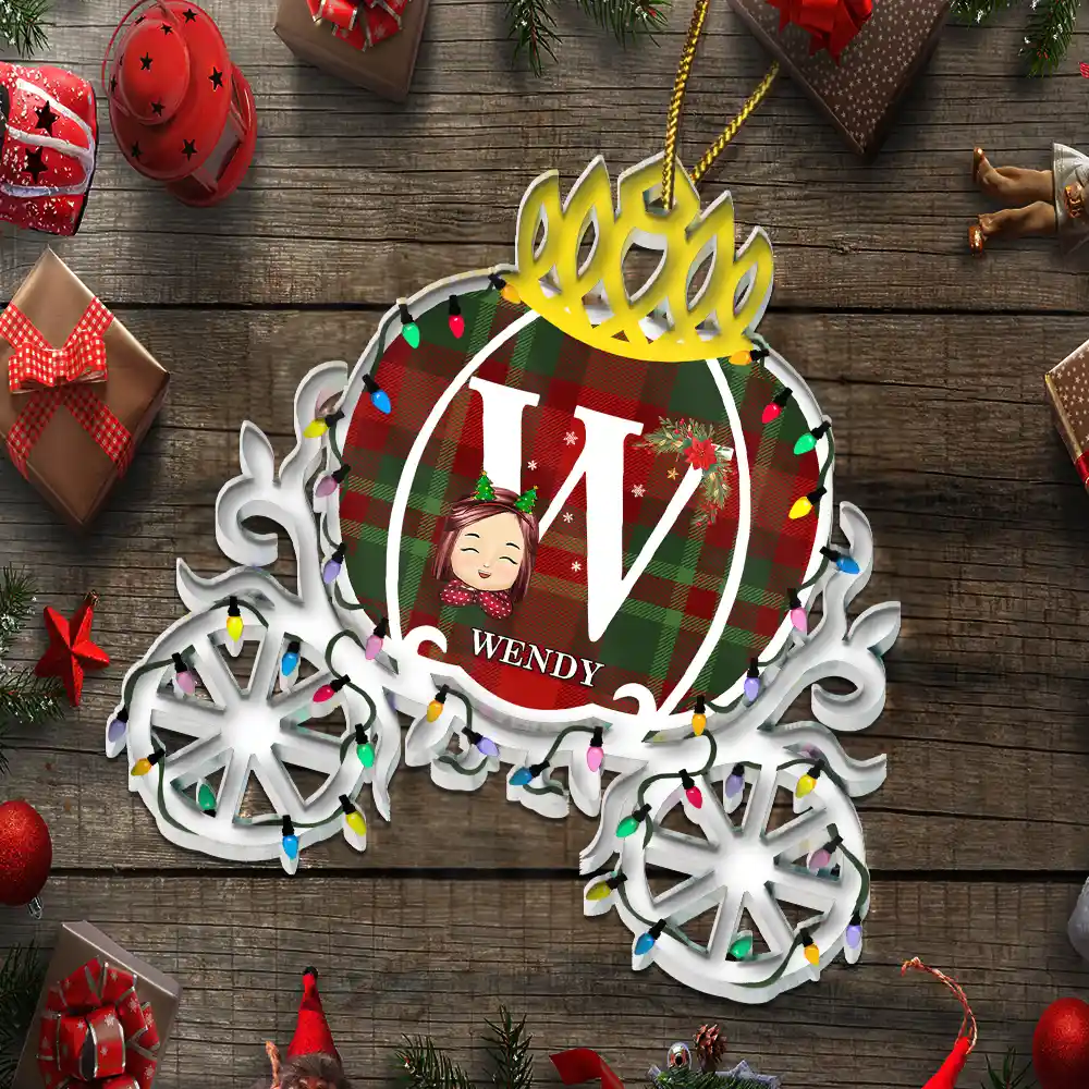 Winter Prince & Princess Carriage - Personalized Custom Shaped Acrylic Ornament - Image 5