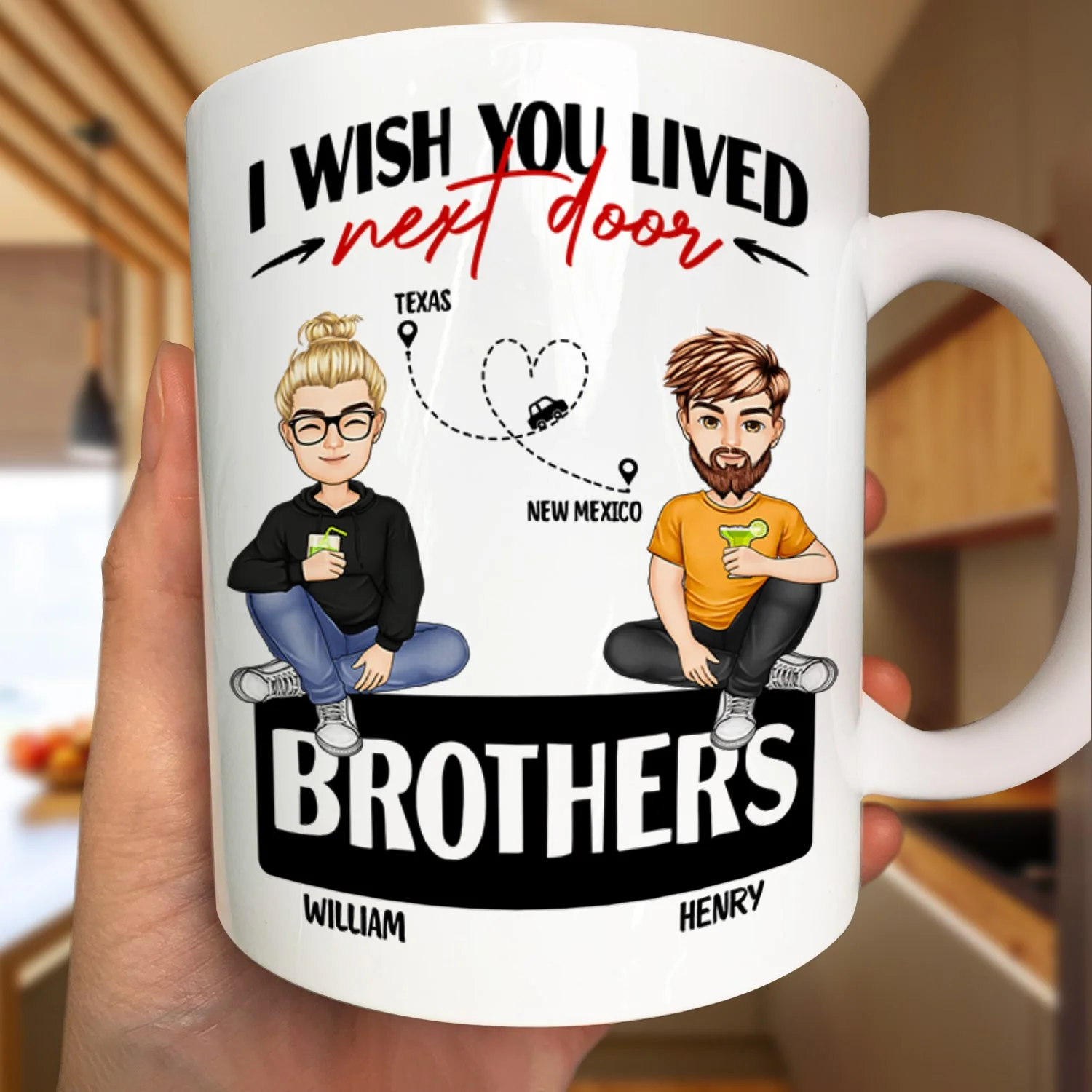 Wish You Lived Next Door - Gift For Siblings And Besties - Personalized Mug - Image 3