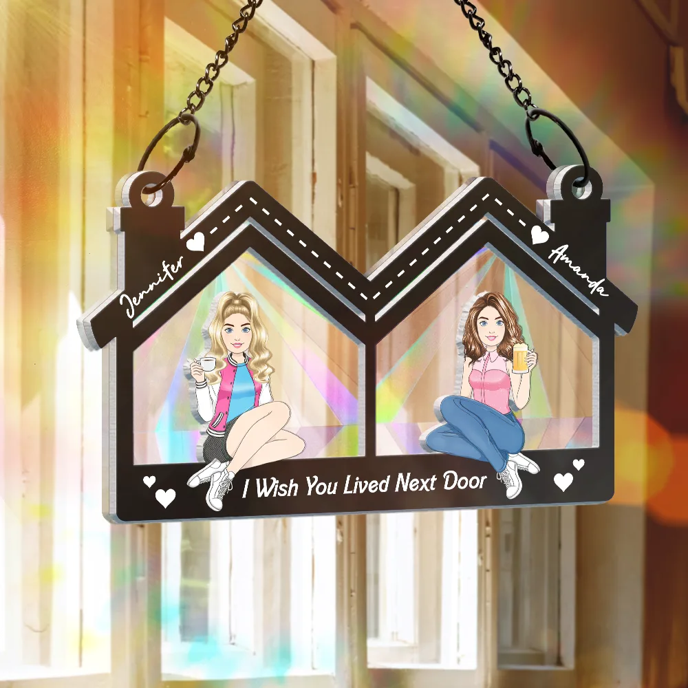 Wish You Lived Next Door - Personalized Window Hanging Rainbow Suncatcher - Image 3