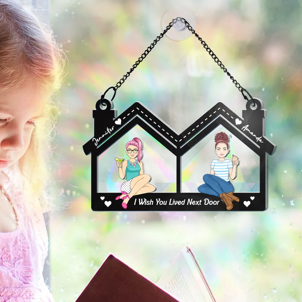 Wish You Lived Next Door - Personalized Window Hanging Rainbow Suncatcher - Image 5