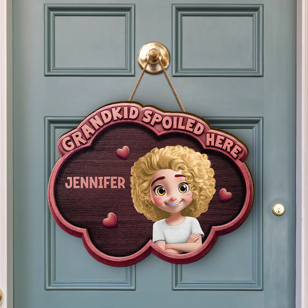 Wood Carved Effect Grandkids Spoiled Here - Personalized Custom Shaped Wood Sign - Image 3