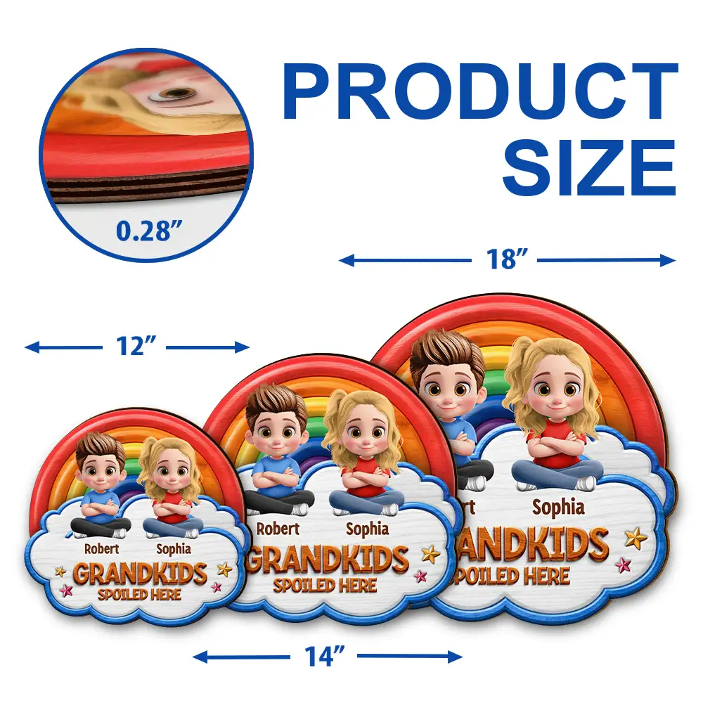 Wood Carved Effect Spoiled Grandkids Live Here - Personalized Custom Shaped Wood Sign - Image 5
