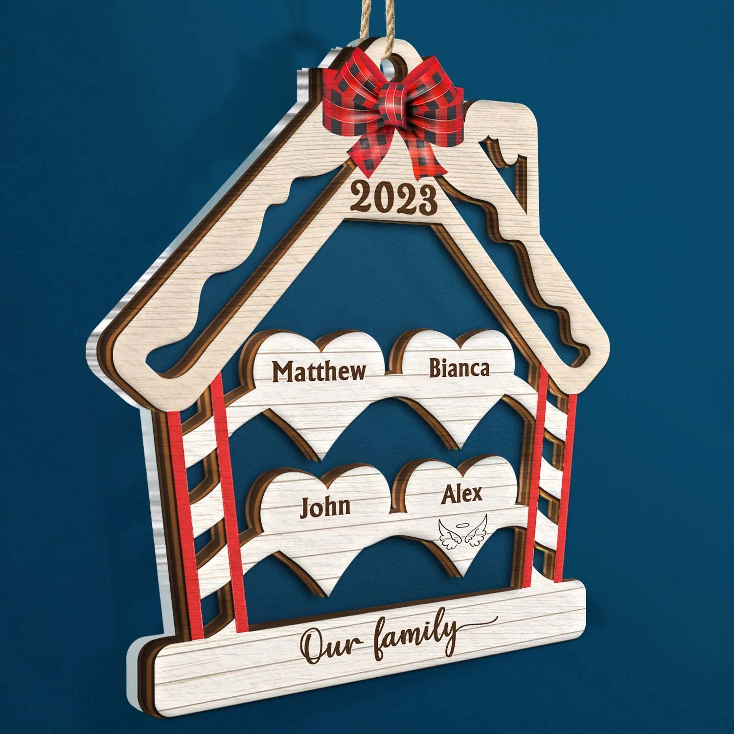 Wood Family - Christmas Gift For Family - Personalized 2-Layered Mix Ornament - Image 2