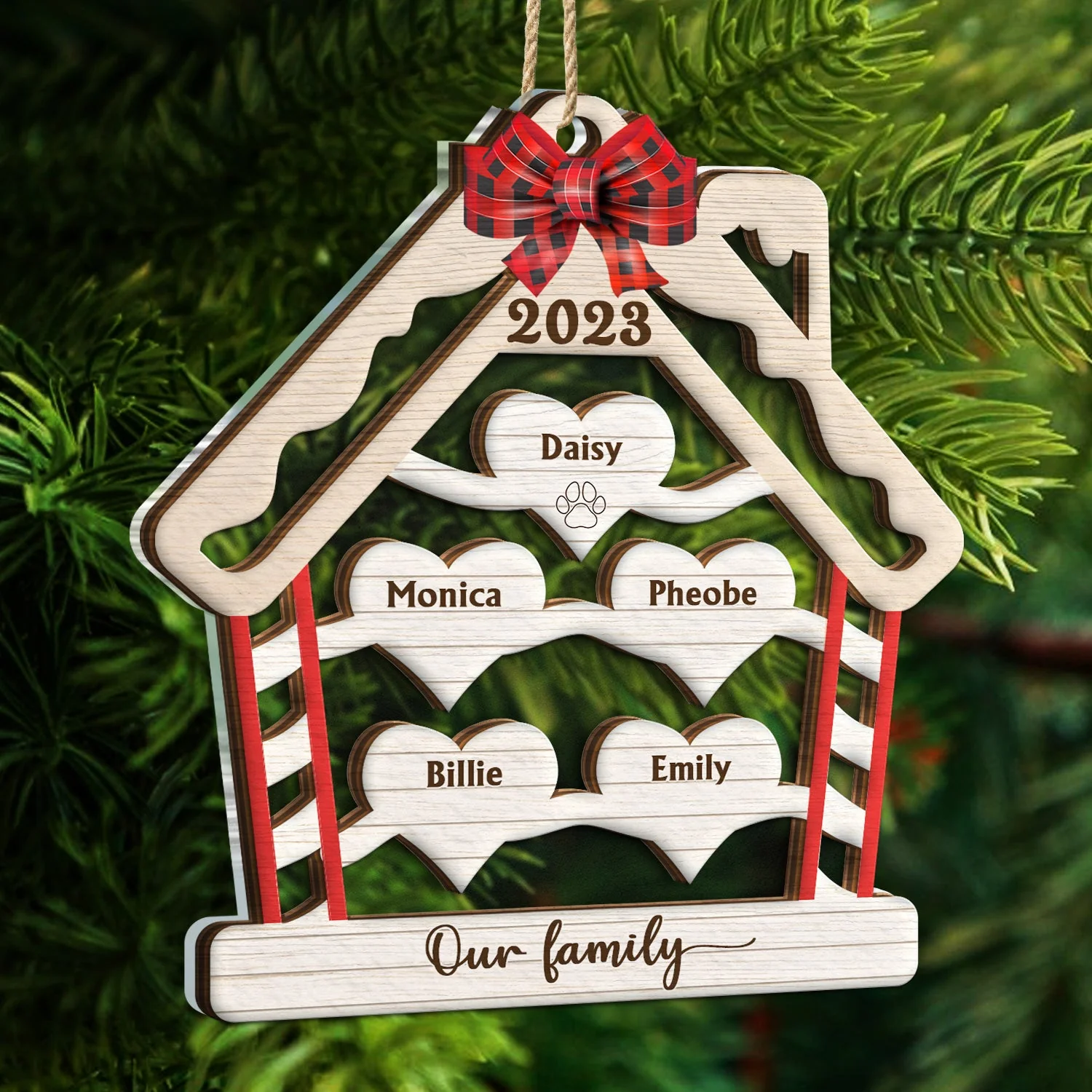 Wood Family - Christmas Gift For Family - Personalized 2-Layered Mix Ornament - Image 5