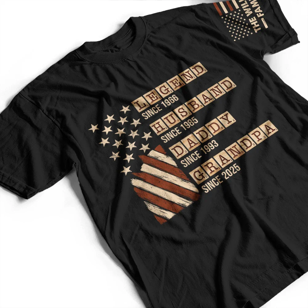 Word Game Legend Husband Dad Papa Stars And Stripes Flag - Personalized T Shirt - Image 4