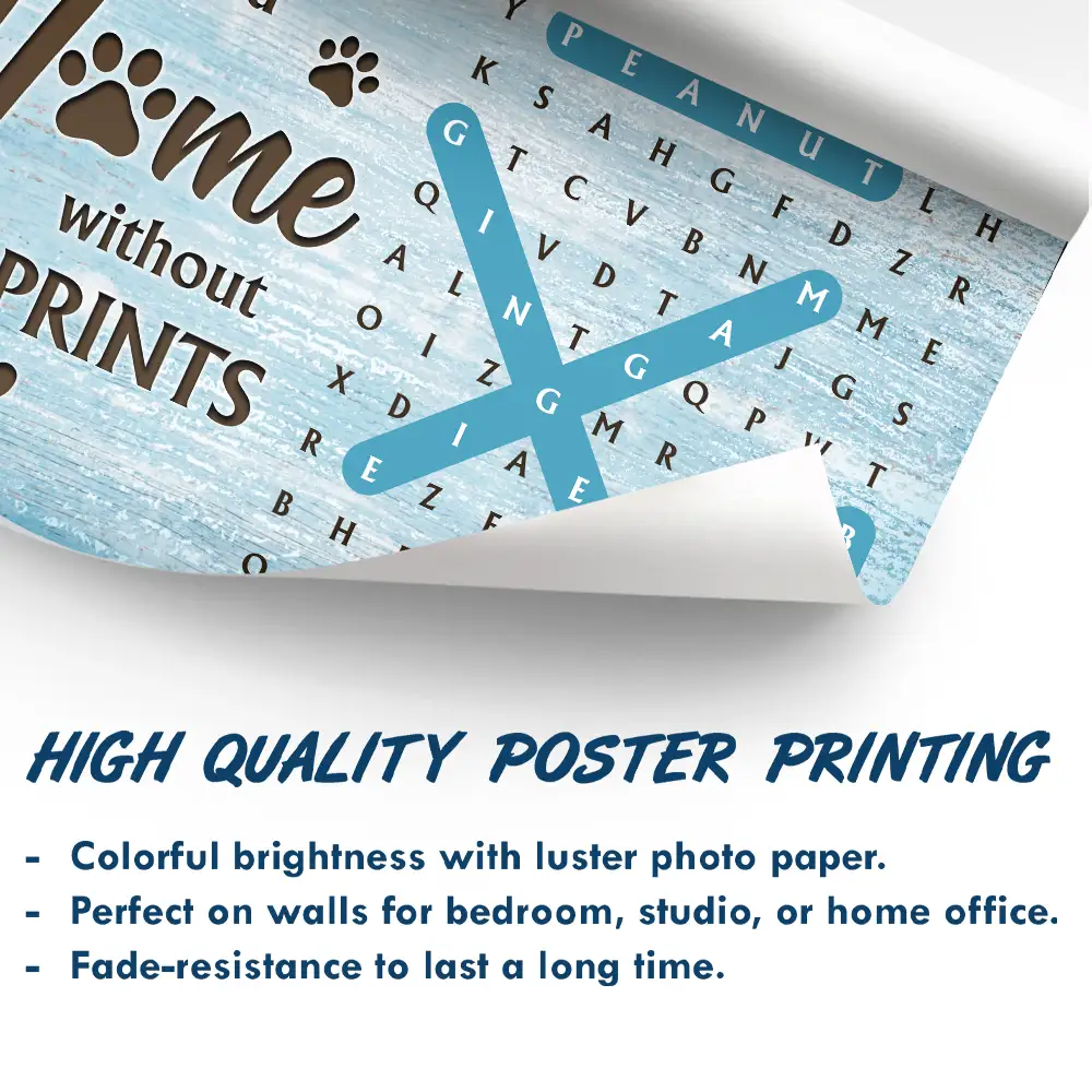 Word Search Puzzle A House Is Not A Home Without Pawprints - Personalized Poster - Image 5