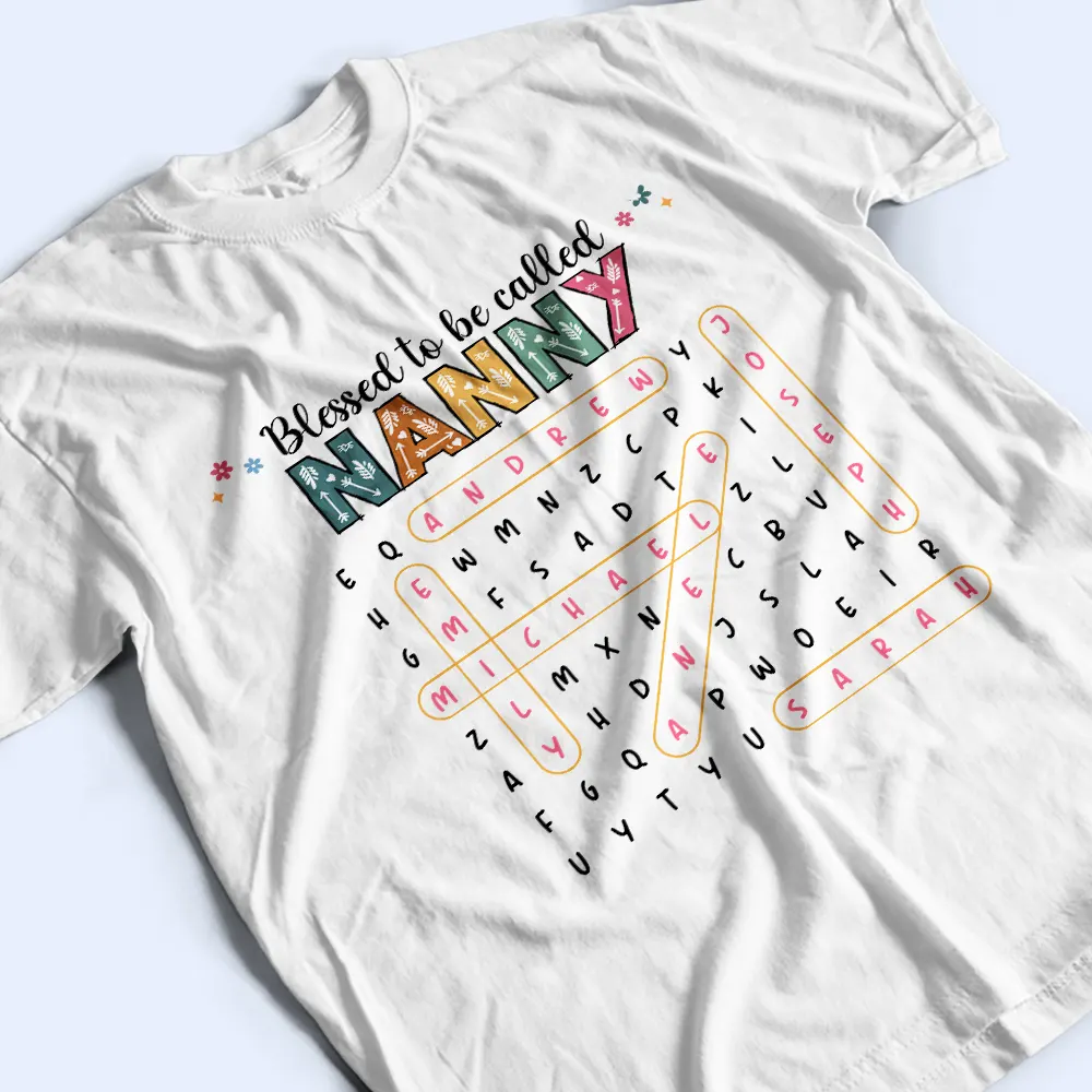 Word Search Puzzle Blessed To Be Called Grandma Nana - Personalized T Shirt - Image 3