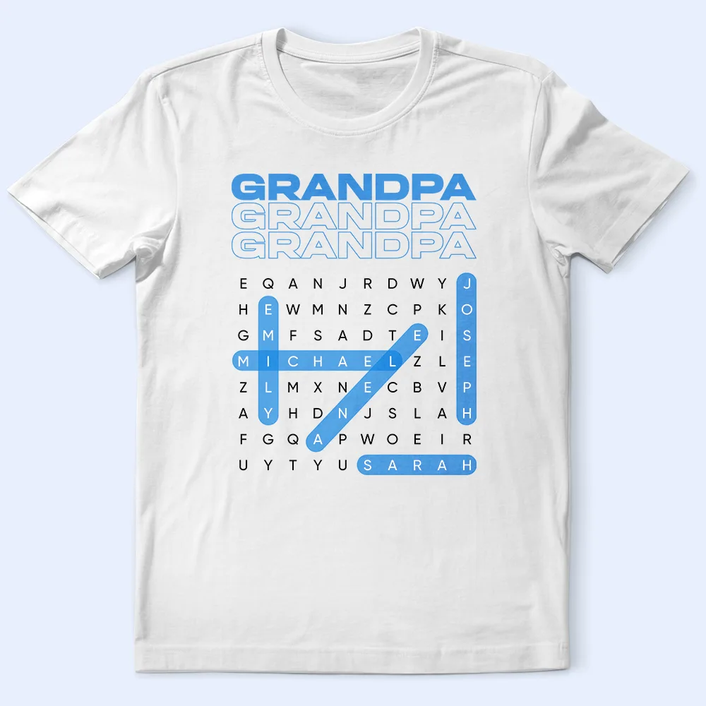 Word Search Puzzle Daddy Grandpa - Personalized T Shirt - Image 2