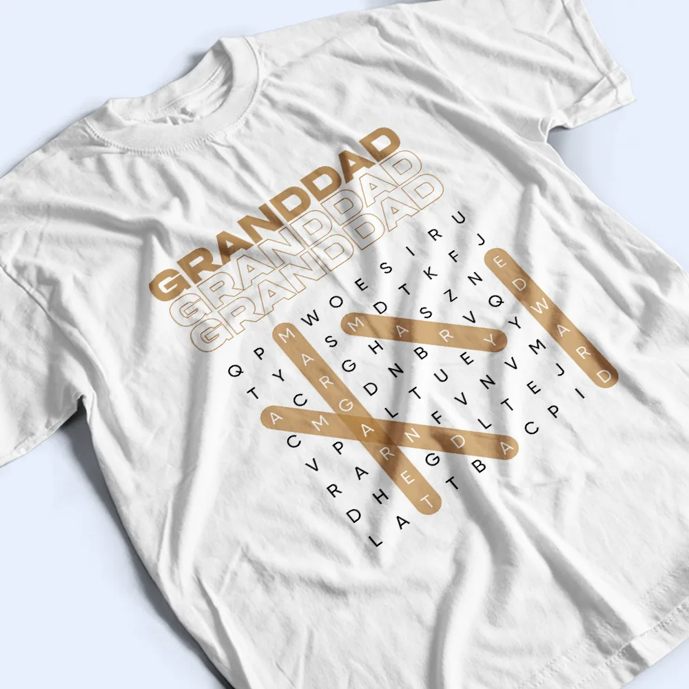 Word Search Puzzle Daddy Grandpa - Personalized T Shirt - Image 4