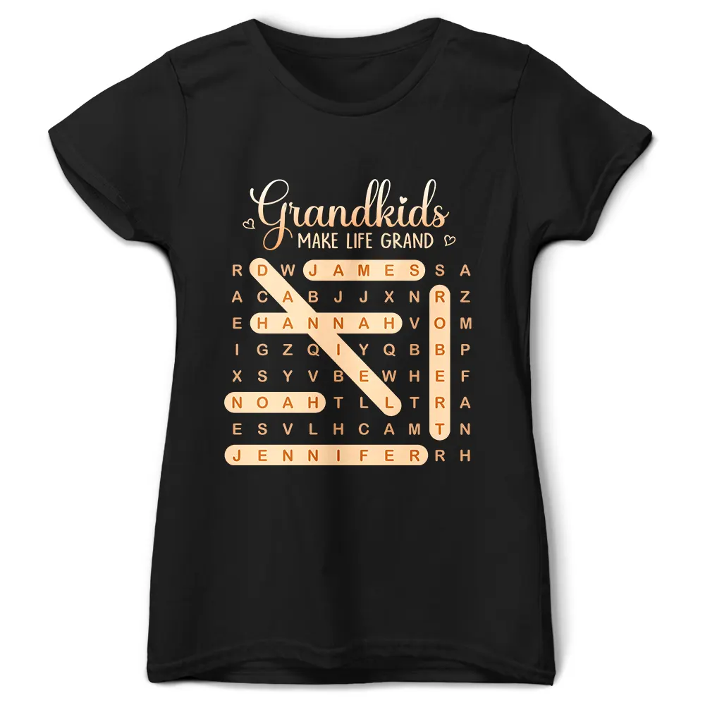 Word Search Puzzle Grandkids Make Life Grand - Personalized T Shirt - Image 2