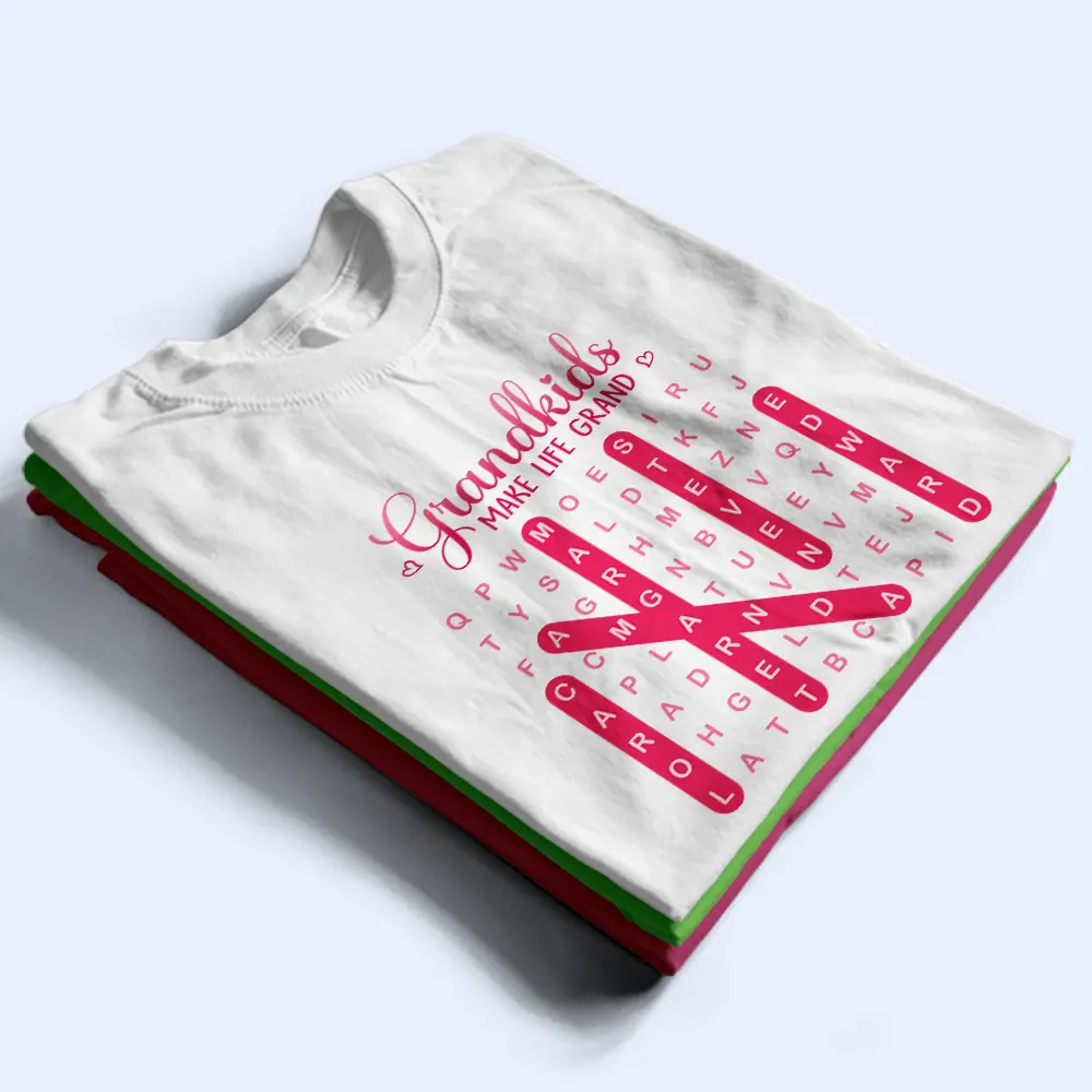 Word Search Puzzle Grandkids Make Life Grand - Personalized T Shirt - Image 3