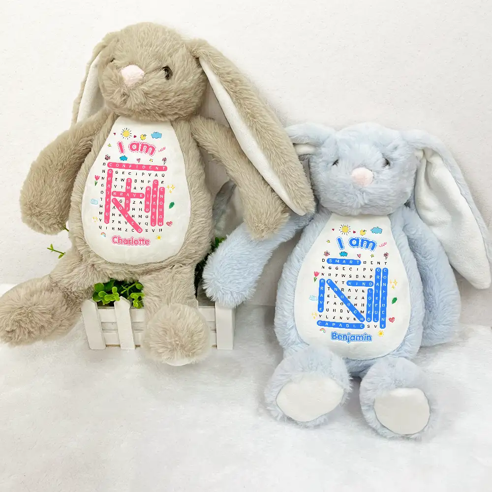 Word Search Puzzle I Am Kind Smart Brave - Personalized Soft Toy Bunny - Image 3