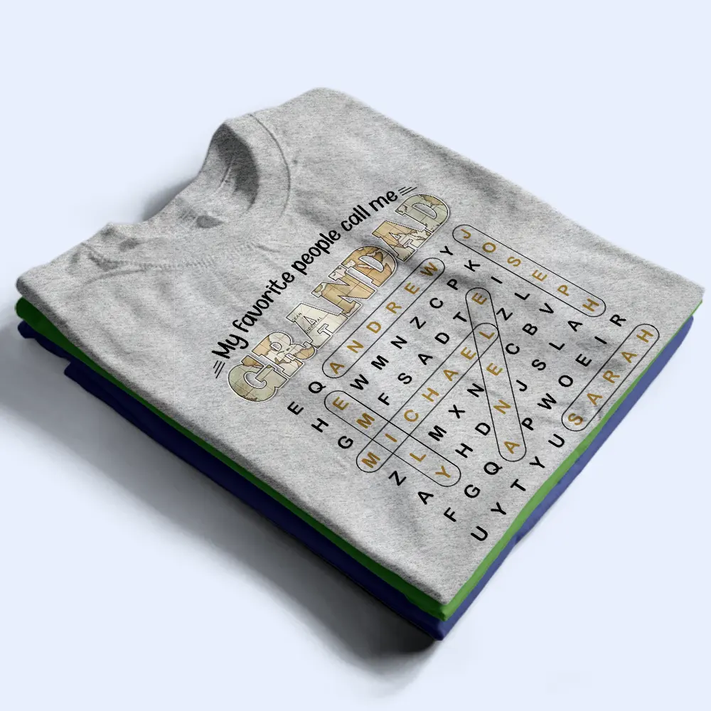 Word Search Puzzle My Favorite People Call Me Grandpa Dad - Personalized T Shirt - Image 2