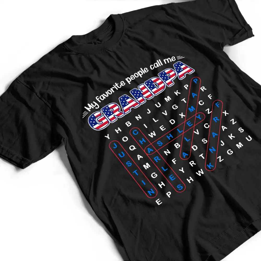 Word Search Puzzle My Favorite People Call Me Grandpa Dad - Personalized T Shirt - Image 3