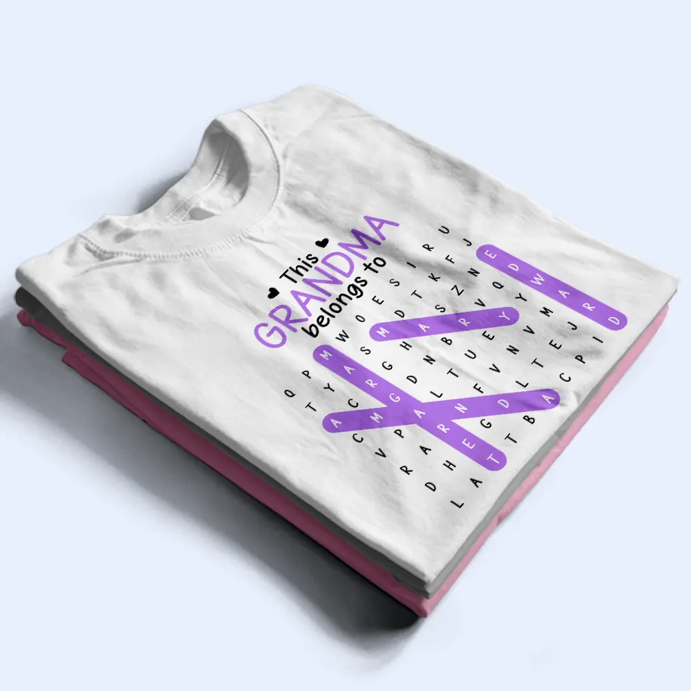 Word Search Puzzle This Grandpa Grandma Belongs To Kids - Personalized T Shirt - Image 2