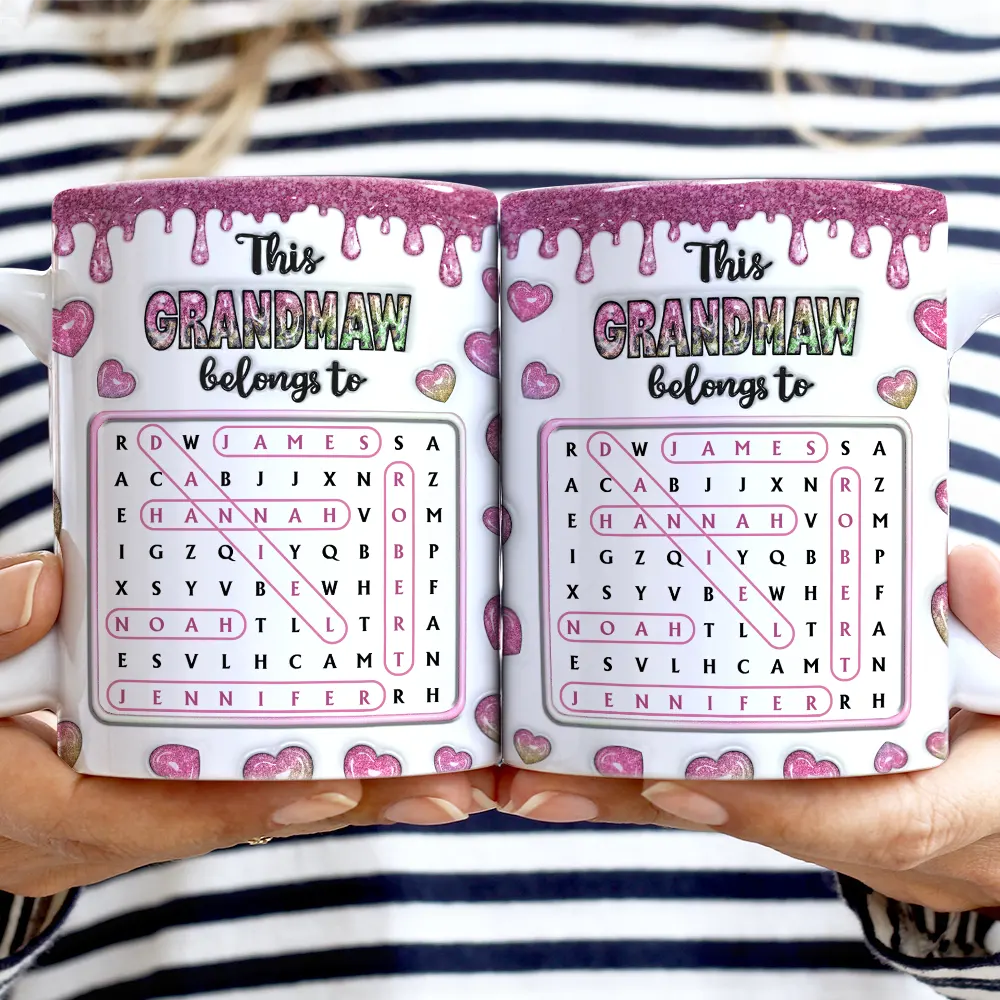 Word Search Puzzle This Mom Grandma Belongs To - Personalized White Edge-to-Edge Mug - Image 2