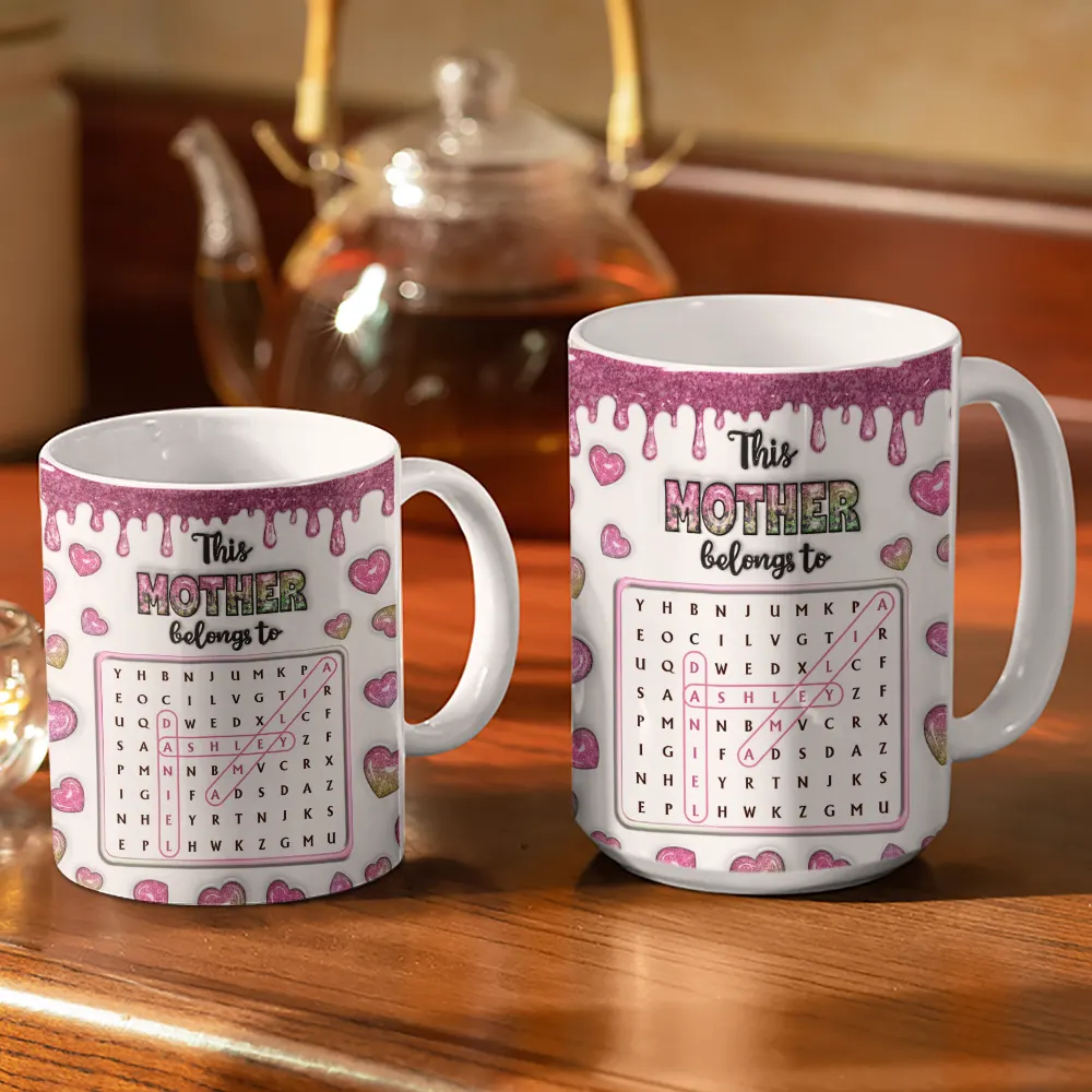 Word Search Puzzle This Mom Grandma Belongs To - Personalized White Edge-to-Edge Mug - Image 3