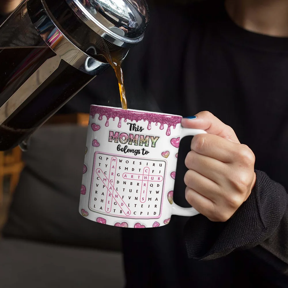 Word Search Puzzle This Mom Grandma Belongs To - Personalized White Edge-to-Edge Mug - Image 4