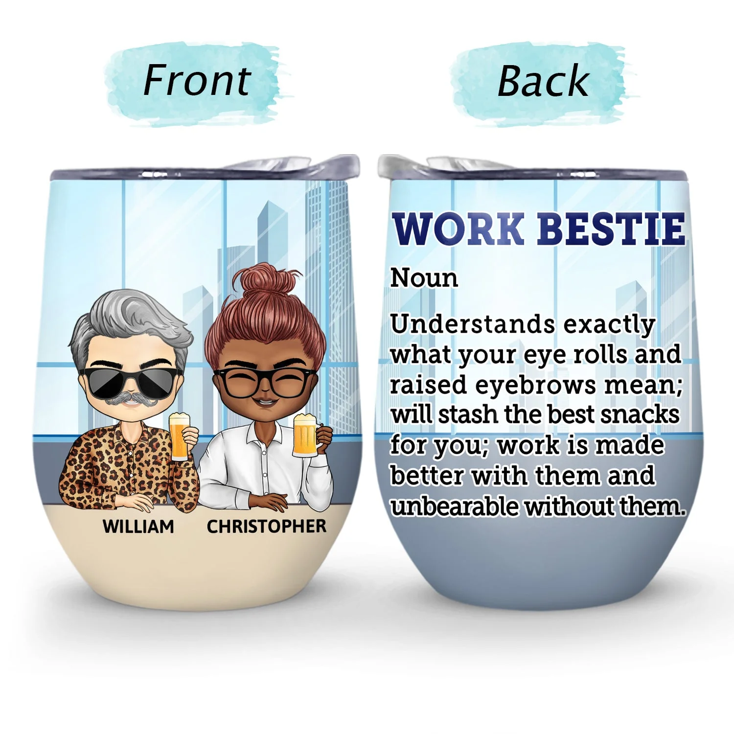 Work Bestie Definition - Funny, Anniversary, Birthday Gifts For Colleagues, Coworker, Besties - Personalized Custom Wine Tumbler - Image 4