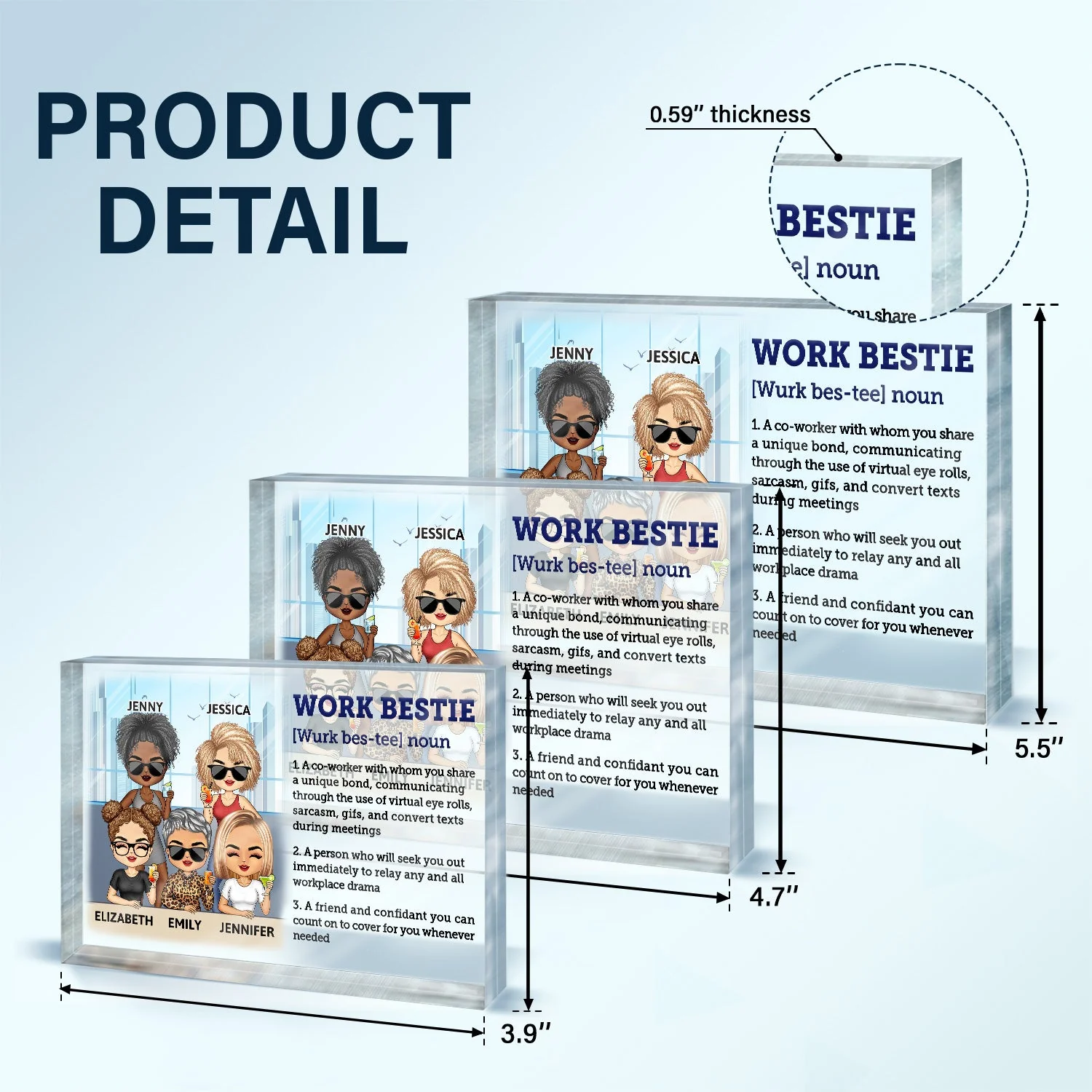 Work Bestie Definition Unique Bond - Funny, Anniversary, Birthday Gifts For Colleagues, Coworker, Besties - Personalized Custom Rectangle Shaped Acrylic Plaque - Image 4