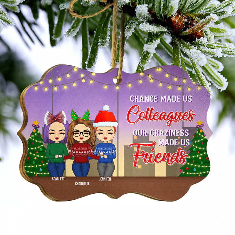Work Bestie It's Not Where You Work - Christmas Gift For Colleagues - Personalized Wooden Ornament - Image 3