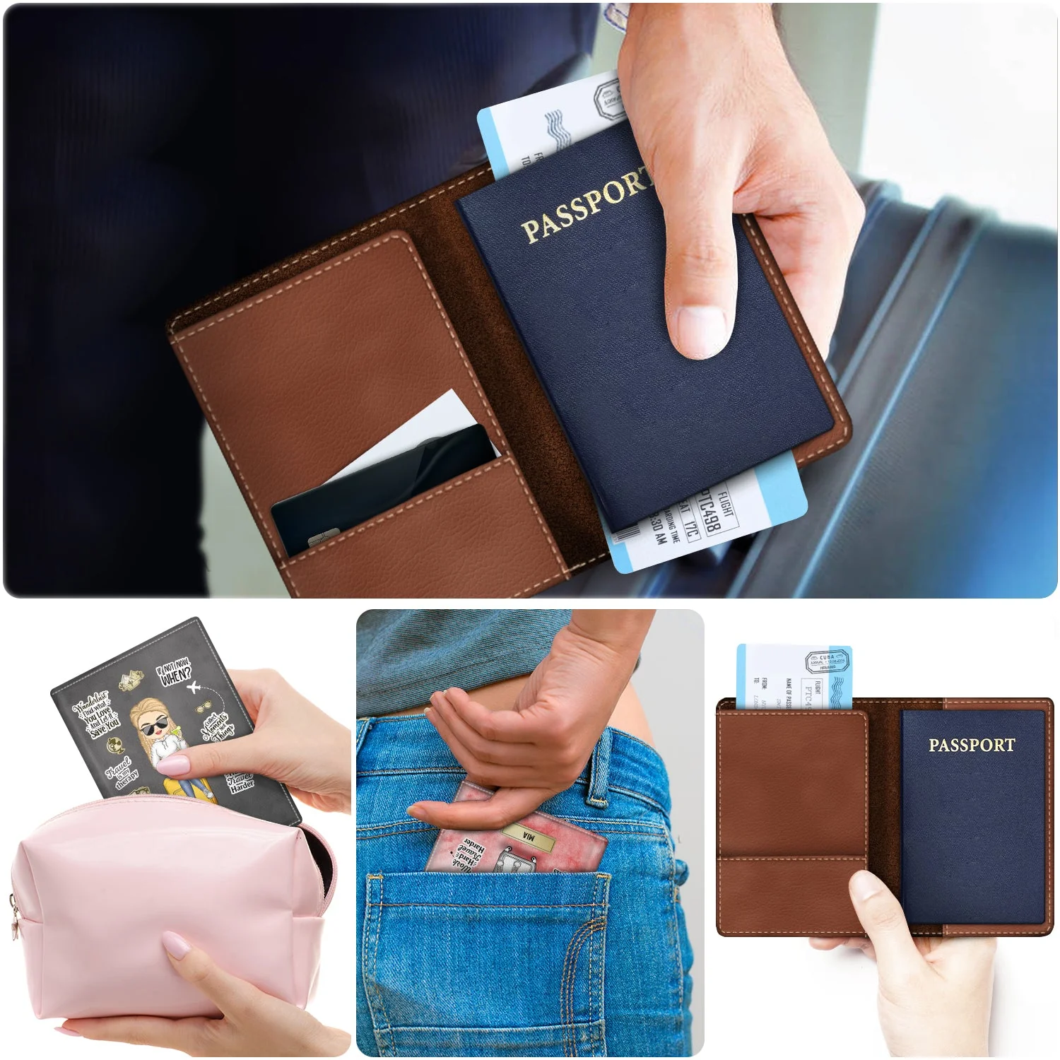 Work Hard Travel Harder - Birthday Gift For Him, Her, Traveling, Vacation Lovers - Personalized Custom Passport Cover, Passport Holder - Image 5