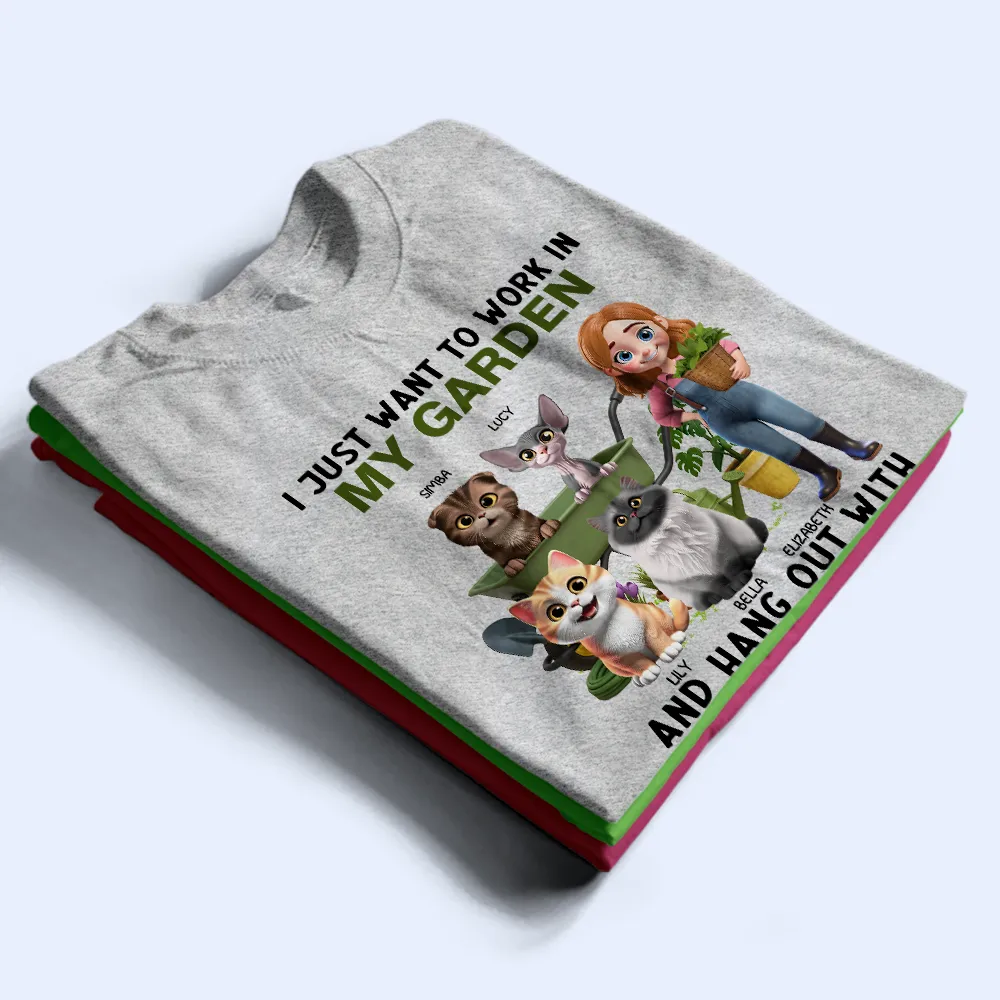 Work In My Garden And Hang Out With My Cats - Personalized T Shirt - Image 2