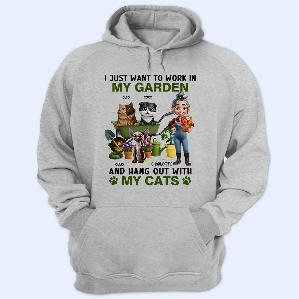 Work In My Garden And Hang Out With My Cats - Personalized T Shirt - Image 4