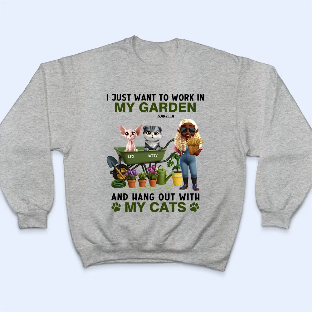 Work In My Garden And Hang Out With My Cats - Personalized T Shirt - Image 5