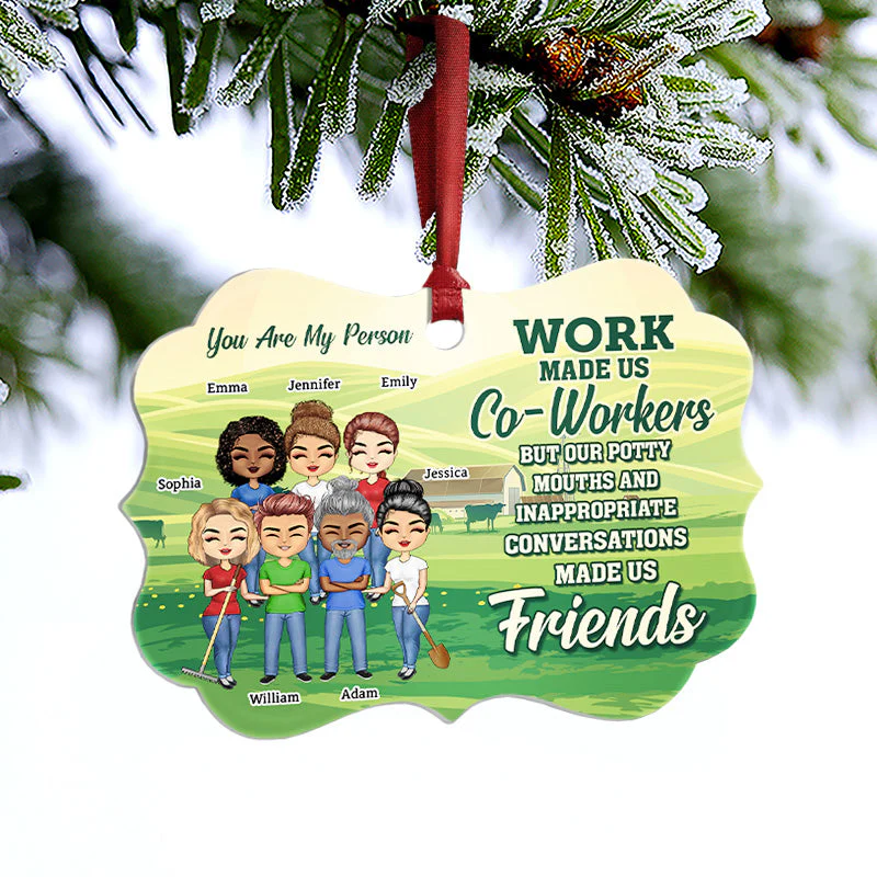 Work Made Us Co-Workers Friends - BFF Bestie Christmas Gift - Personalized Custom Aluminum Ornament - Image 3