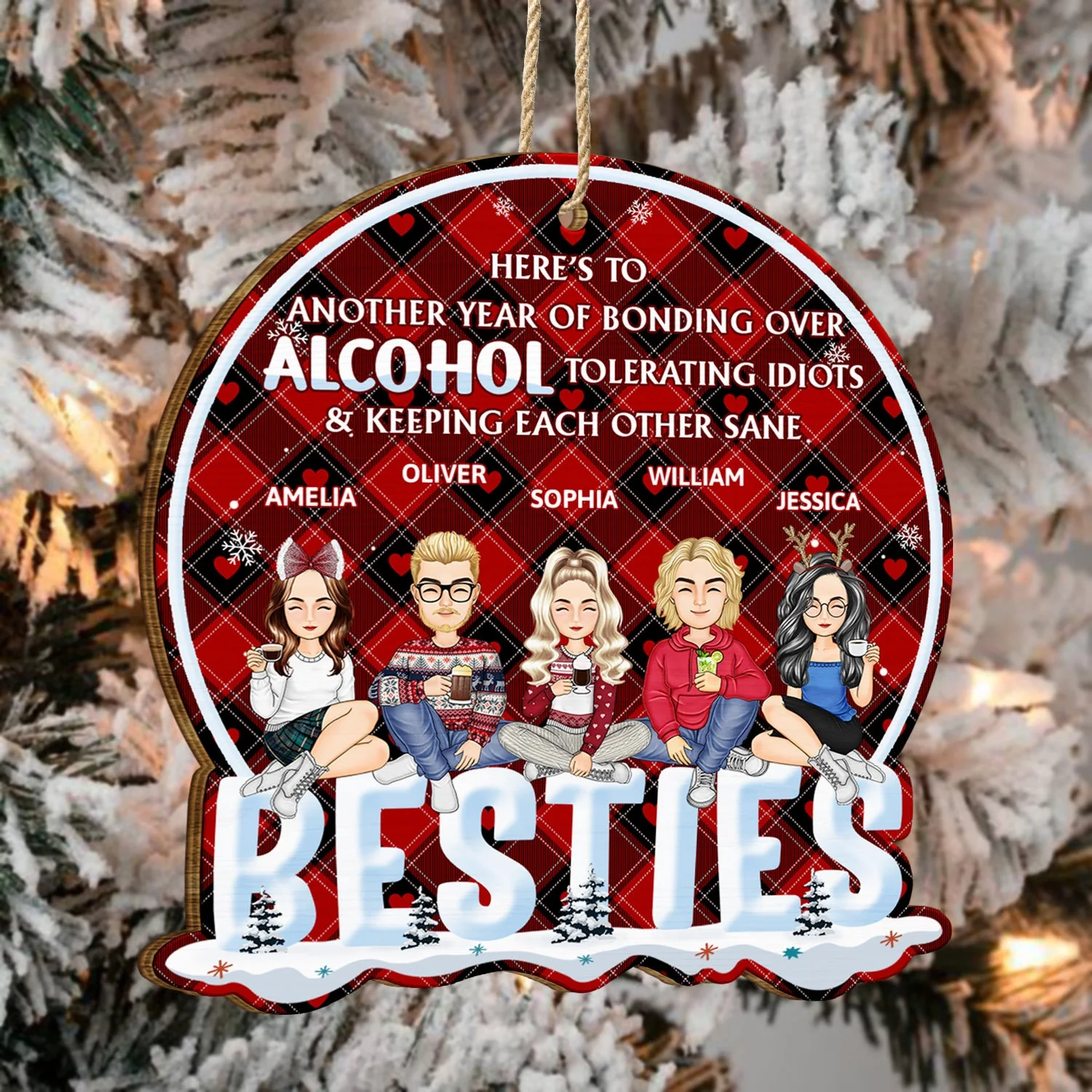 Work Made Us Colleagues But Our Potty Mouth - Christmas Gift For Coworker, Bestie, Best Friend - Personalized Custom Shaped Wooden Ornament - Image 4