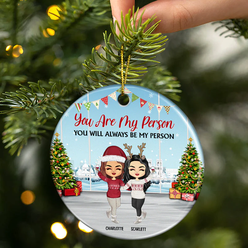 Work Made Us Colleagues - Christmas Gift For Co-worker And BFF - Personalized Custom Circle Ceramic Ornament - Image 2