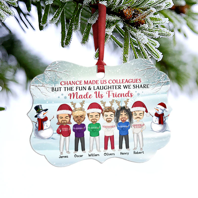 Work Made Us Colleagues - Christmas Gift For Co-worker - Personalized Custom Aluminum Ornament - Image 3