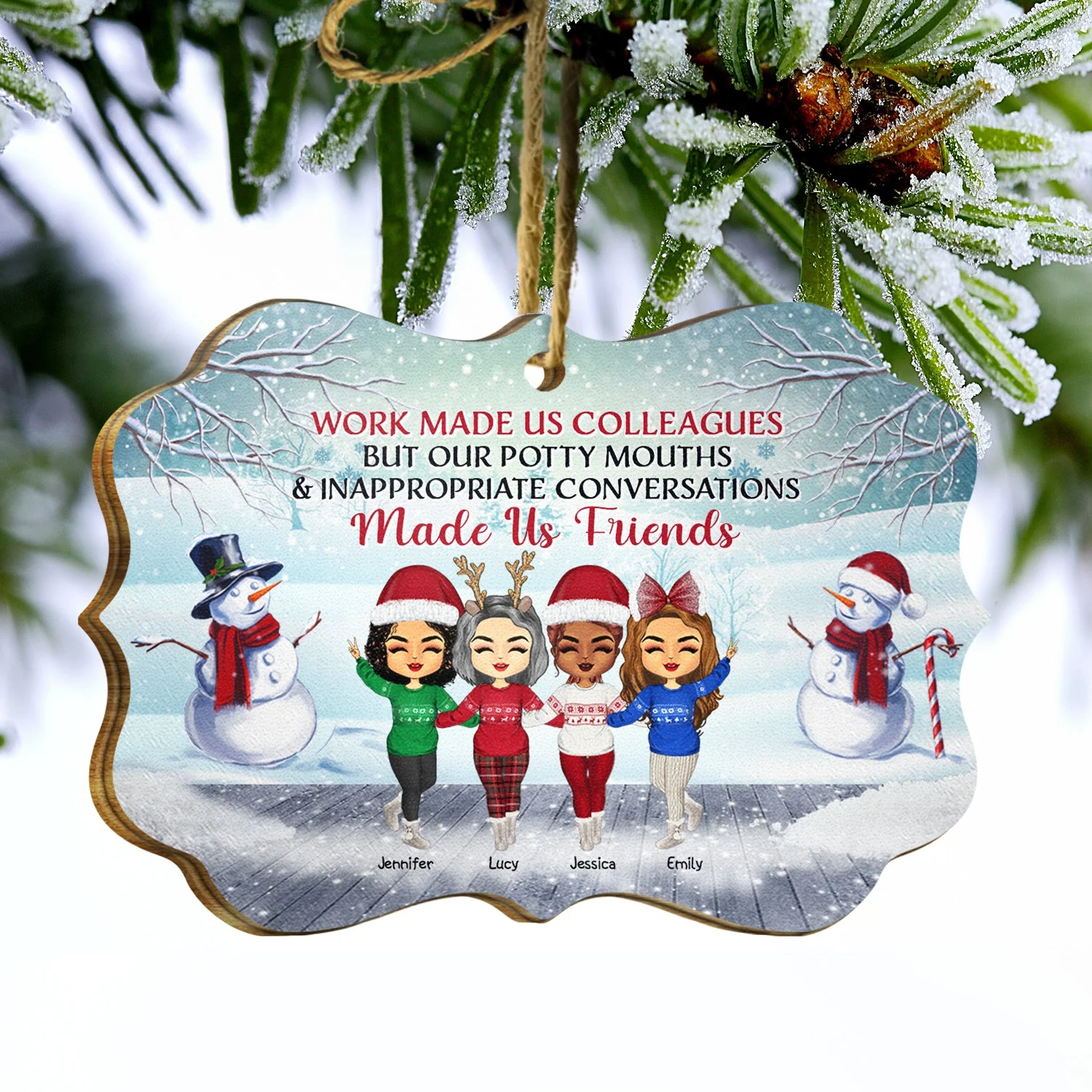 Work Made Us Colleagues - Christmas Gift For Co-worker - Personalized Wooden Ornament - Image 3