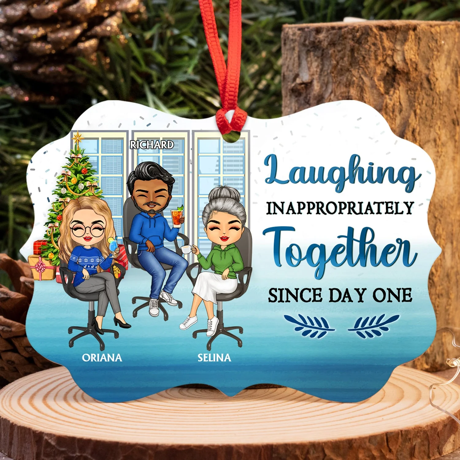 Work Made Us Colleagues - Christmas Gift For Co-workers And Best Friends - Personalized Custom Aluminum Ornament - Image 4