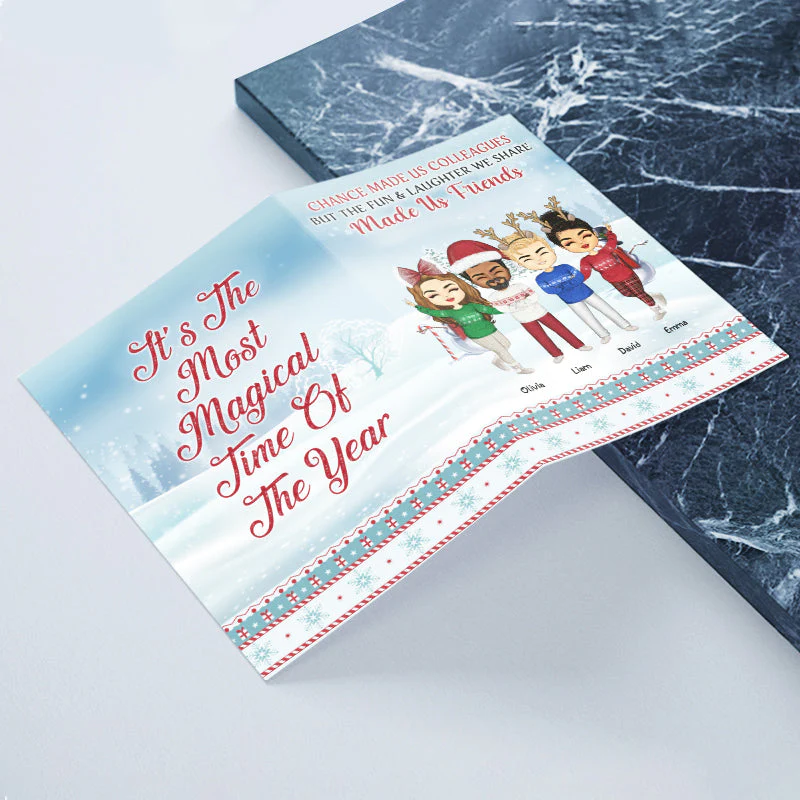 Work Made Us Colleagues - Christmas Gift For Friends And Colleagues - Personalized Custom Folded Greeting Card - Image 2