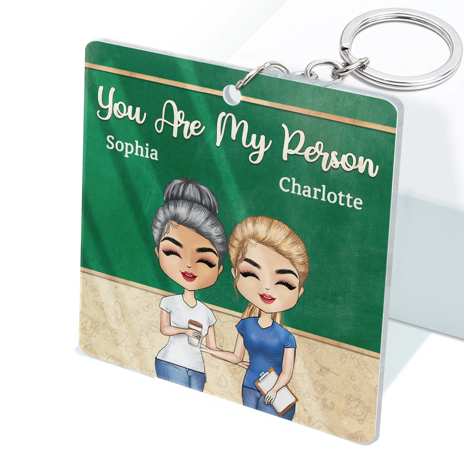Work Made Us Colleagues Teacher - Birthday, Funny Gifts For Co-workers, Friends, Soul Sisters, Besties, BFF - Personalized Custom Acrylic Keychain - Image 2