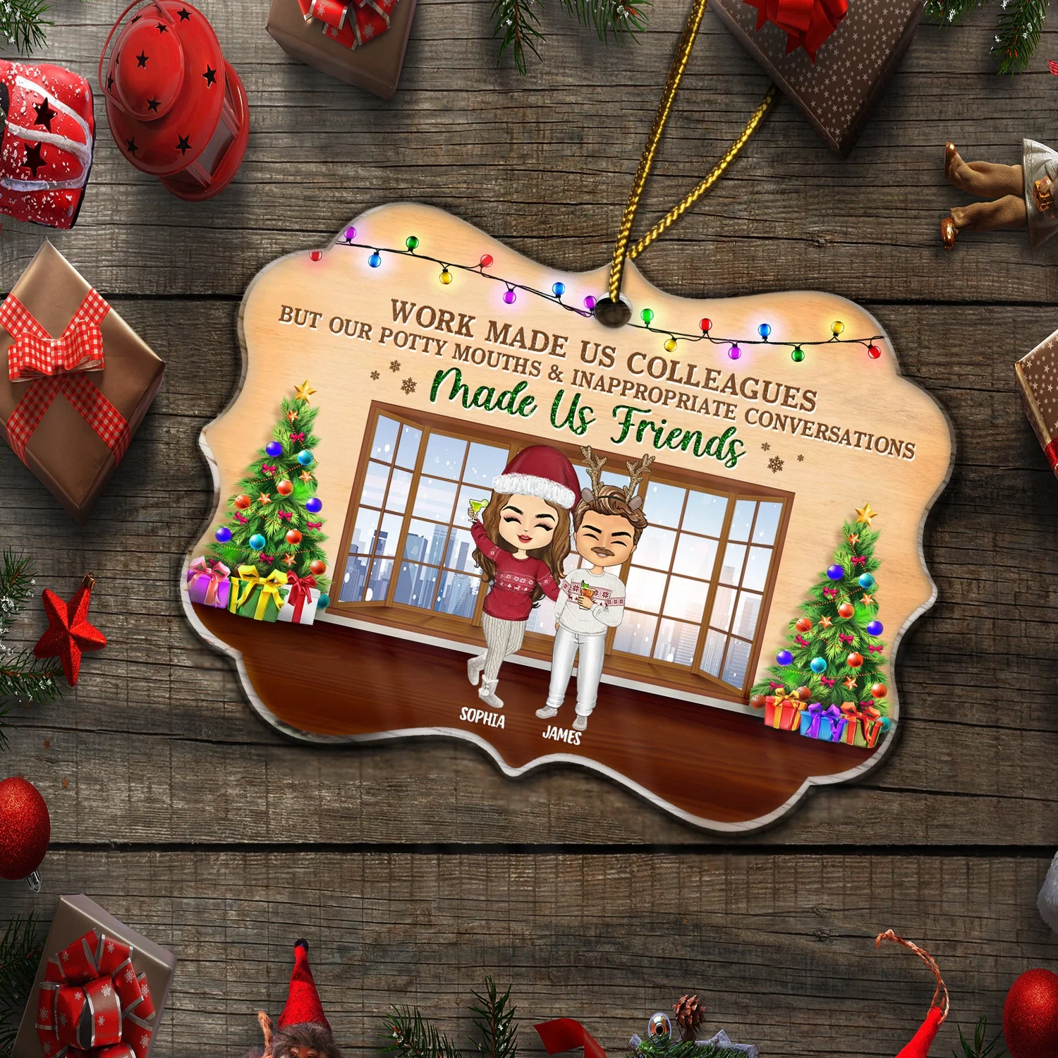 Work Will Be So Much Shitter Without You - Christmas Gifts For Colleagues, Coworker, Friends - Personalized Custom Shaped Acrylic Ornament - Image 5