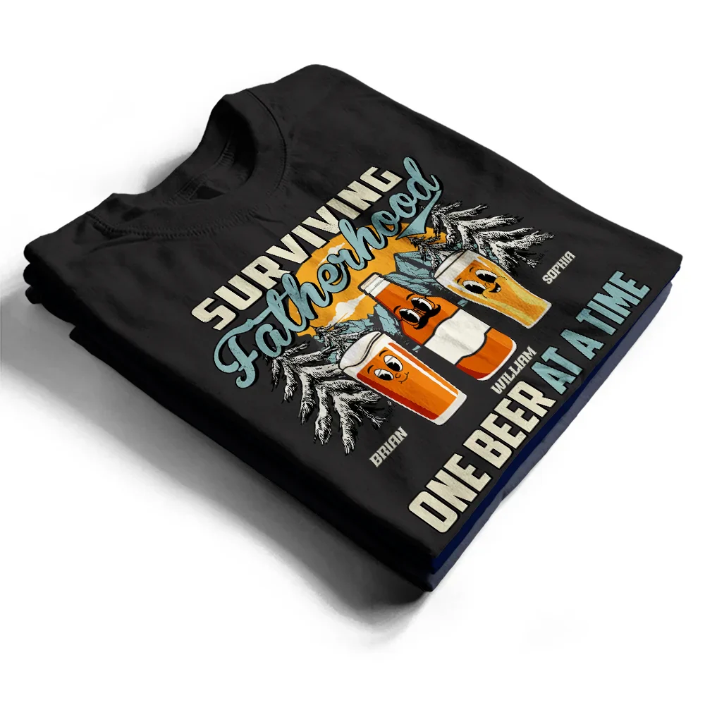 Working On My Dad Bod One Beer At A Time Fun Father - Personalized T Shirt - Image 2