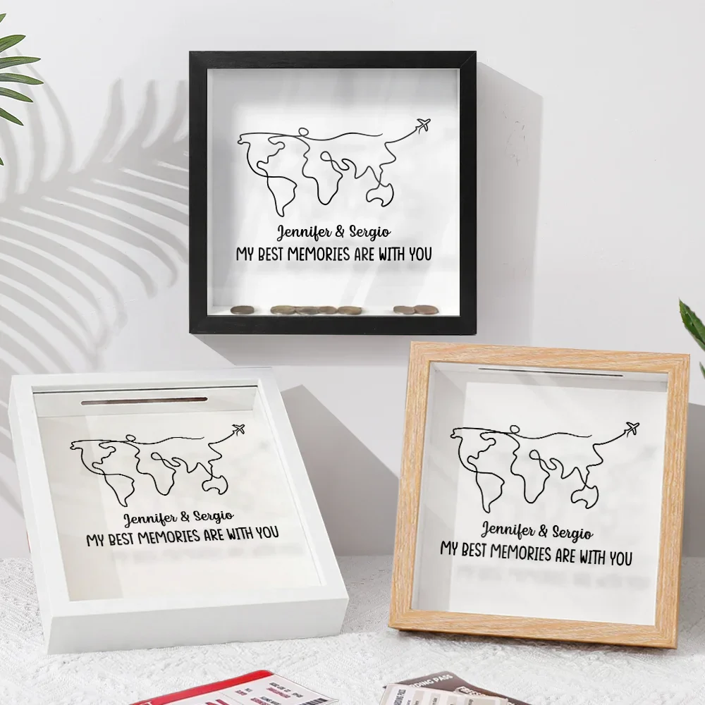 World Map Line Travel Best Memories Are With You - Personalized Ticket Memory Box - Image 3