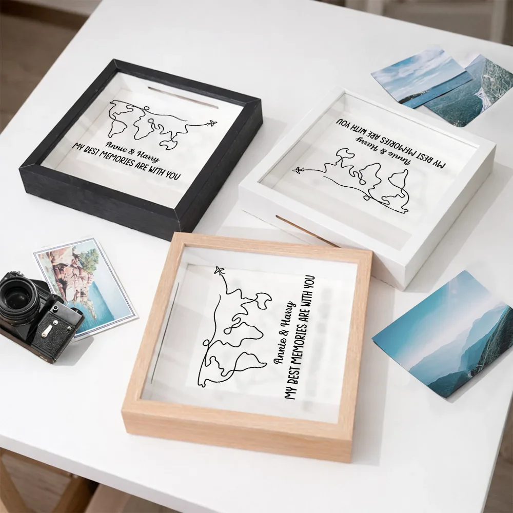 World Map Line Travel Best Memories Are With You - Personalized Ticket Memory Box - Image 4