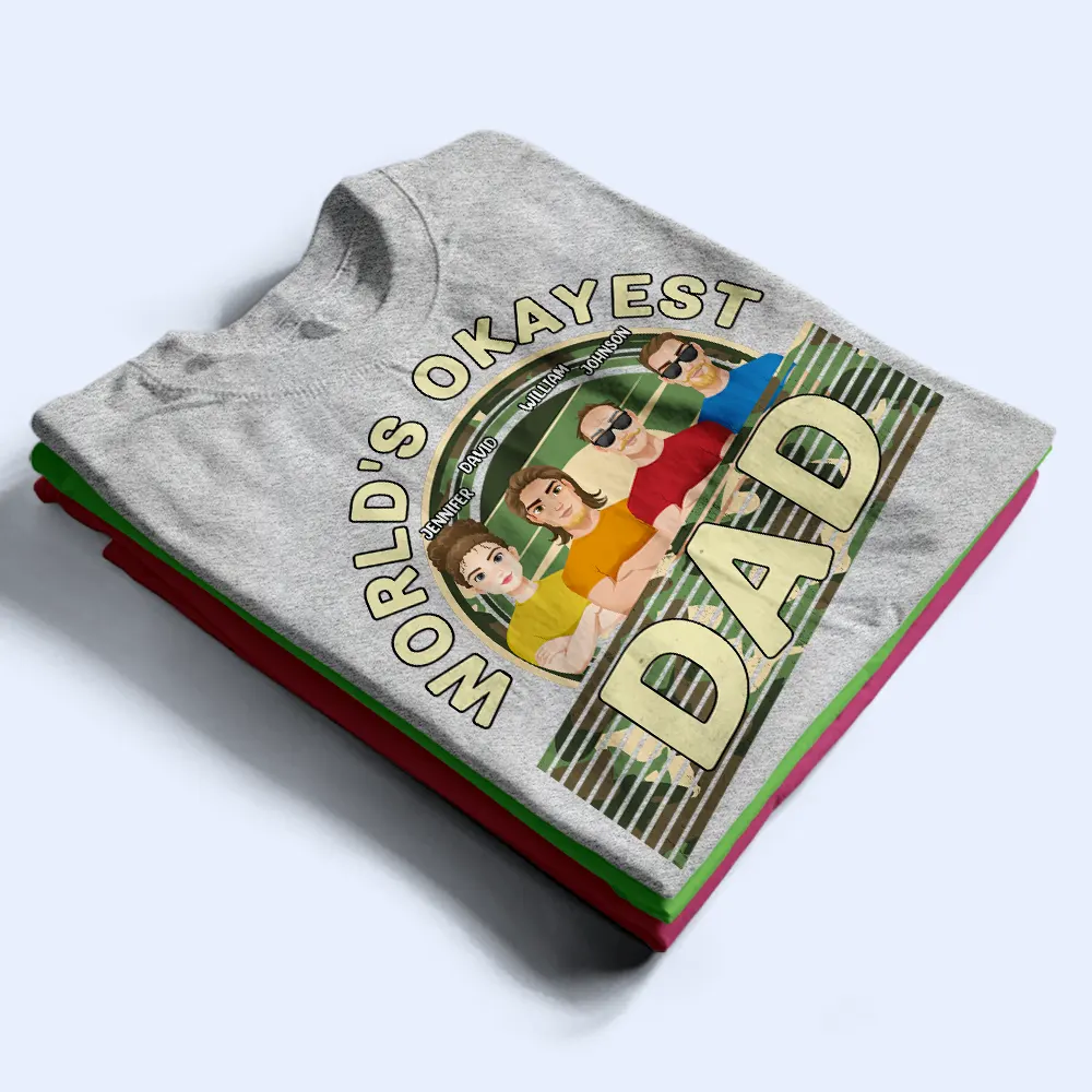 World Okayest Dad - Personalized T Shirt - Image 2