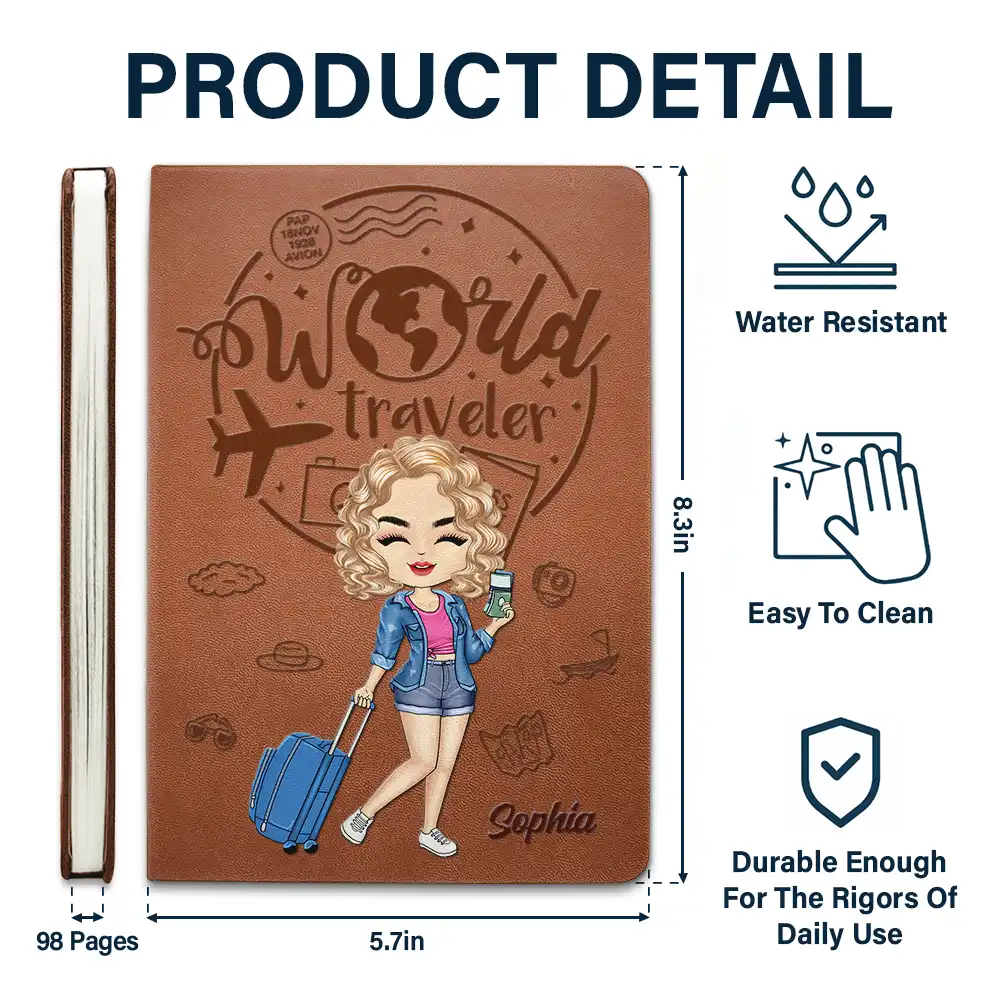 World Traveler - Personalized Leather Journal - Image 5
