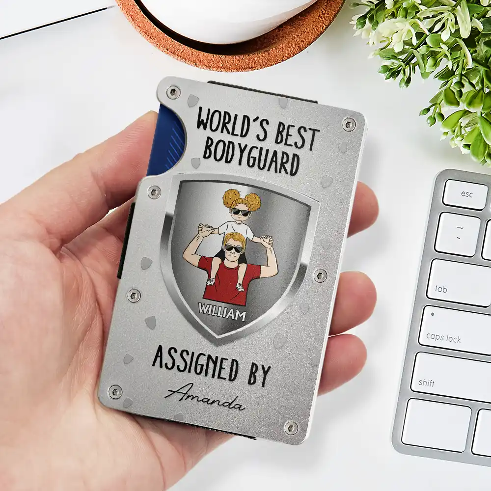 World's Best Bodyguard Assigned By - Personalized Card Wallet With Money Clip - Image 2