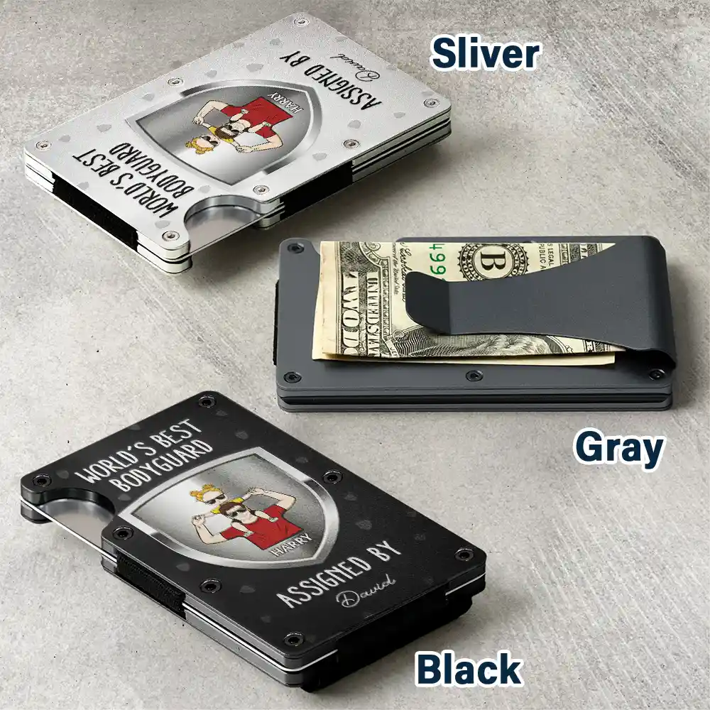 World's Best Bodyguard Assigned By - Personalized Card Wallet With Money Clip - Image 4
