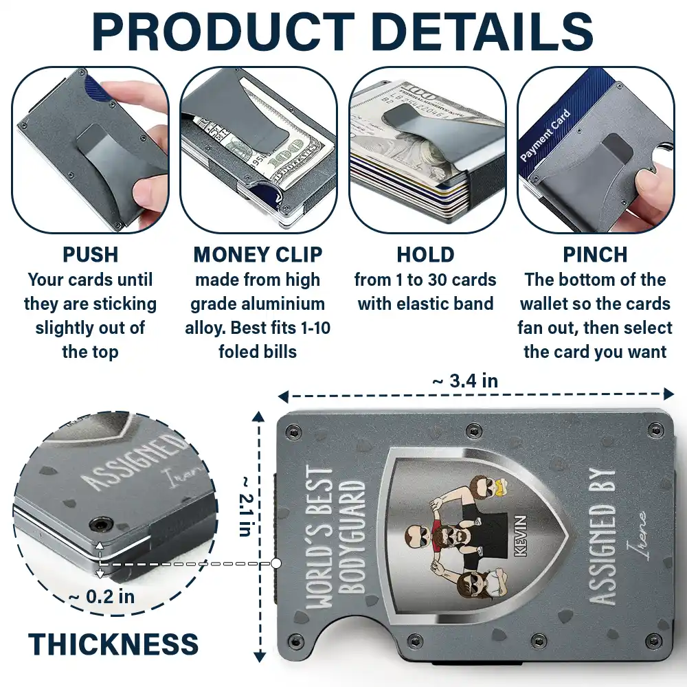 World's Best Bodyguard Assigned By - Personalized Card Wallet With Money Clip - Image 5