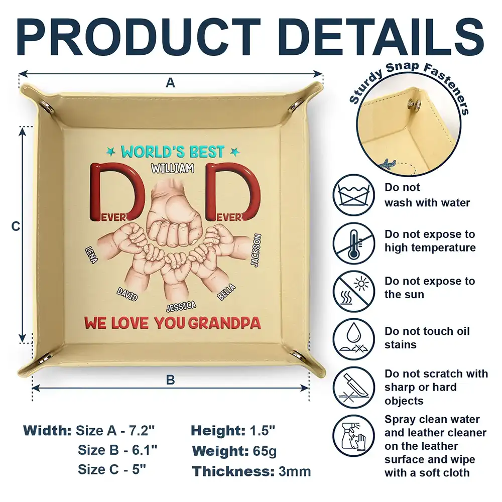World's Best Dad - Personalized Leather Valet Tray - Image 6